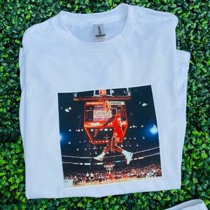 Michael Jordan, custom white T-shirt.